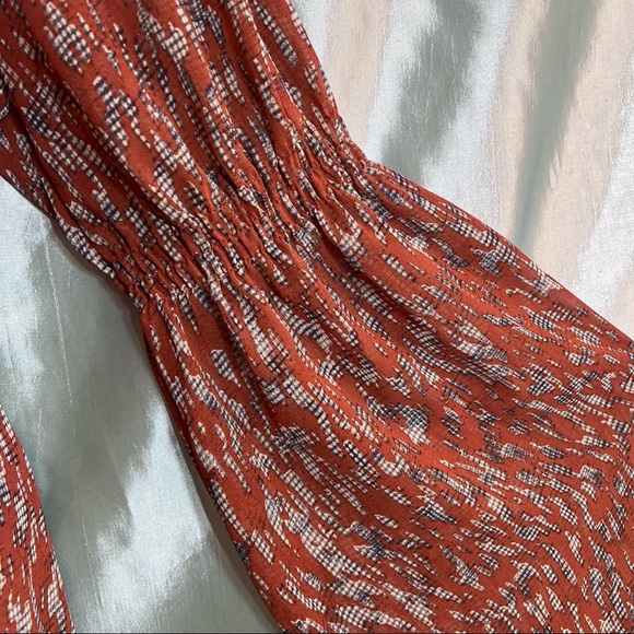 Sexy off shoulder, boho bell sleeved, back laced chiffon high low top, S - Picture 3 of 12